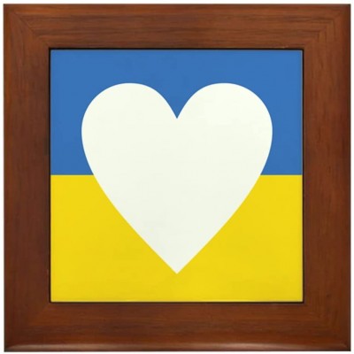 CafePress Ukraine Heart Framed Tile Decorative Tile Wall Hanging - BWTNZI41J