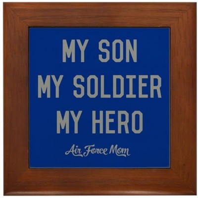 CafePress U.S. Air Force My Son My Soldier My He Framed Tile Framed Tile Decorative Tile Wall Hanging - BPBIML6DM